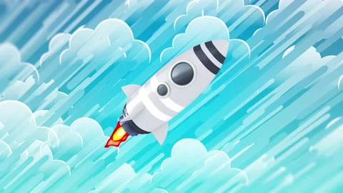 Space Rocket Flight In The Clouds Video stock 152740624