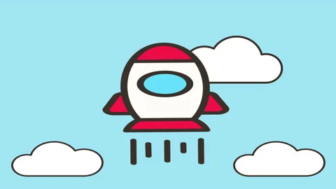 Space rocket flight. rocket flying with white on blue sky cloud. Video stock 136347777