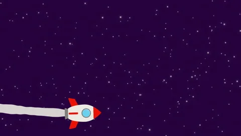 Space rocket flying in a circle Stock Footage 132764310
