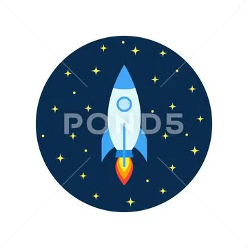 Space rocket flying in cosmos and travel in the universe on stars background Stock Illustrationen