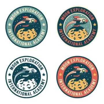 Space Rocket flying over the moon Stock-Illustration