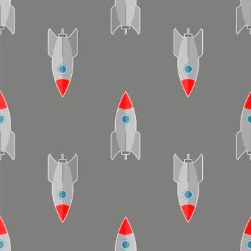 Space Rocket Flying Seamless Pattern Stock Illustration