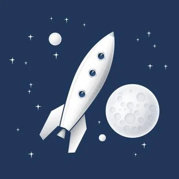 Space rocket flying in space.Vector illustration 스톡 일러스트