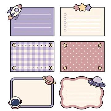 Space Rocket Galaxy Sticky Note Bundle Stock Illustration