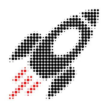 Space Rocket Halftone Dotted Icon Illustrazione stock