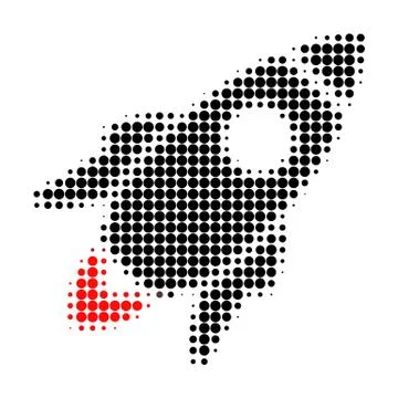Space Rocket Halftone Dotted Icon Illustrazione stock