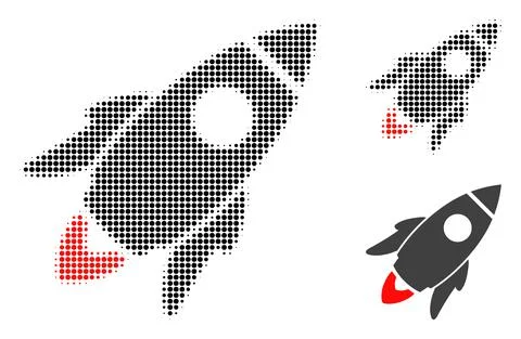 Space Rocket Halftone Dotted Icon Illustrazione stock