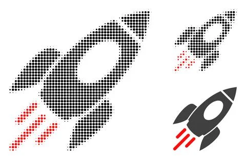 Space Rocket Halftone Dotted Icon Illustrazione stock
