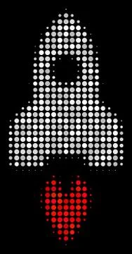 Space Rocket Halftone Icon Stock Illustration