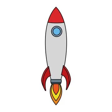 Space rocket icon, flat design Stock Illustration