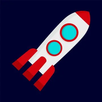 Space rocket icon, flat style Stock Illustration