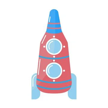 Space rocket icon in flat style isolated vector illustration. Stock Illustration