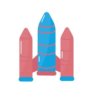 Space rocket icon in flat style isolated vector illustration. Stock Illustration