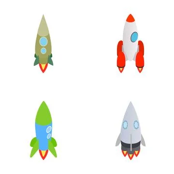 Space rocket icon set for technology and exploration Stock Illustration