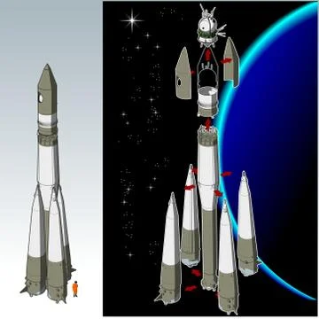 Space rocket infographics Stock Illustration