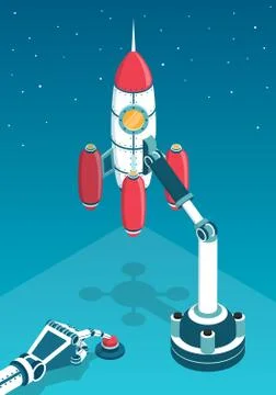 Space rocket just before the start Stock Illustration
