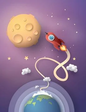 Space rocket launch and galaxy . Stock Illustration