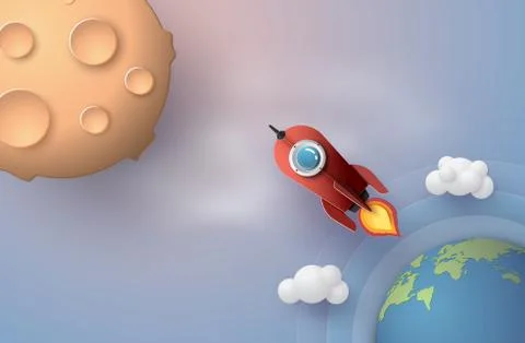 Space rocket launch and galaxy . Stock Illustration