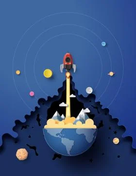 Space rocket launch and galaxy . Stock Illustration