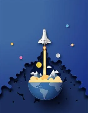Space rocket launch and galaxy . Stock Illustration