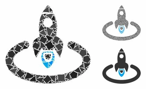 Space rocket launch area Composition Icon of Uneven Elements 스톡 일러스트