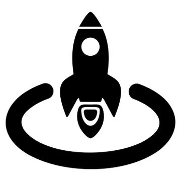 Space Rocket Launch Area Flat Vector Icon 스톡 일러스트