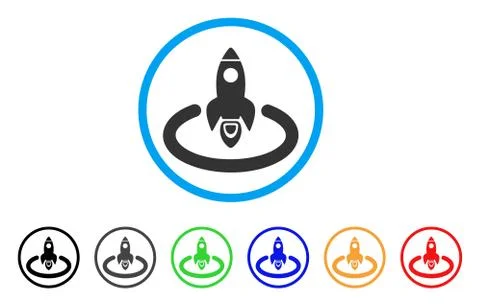 Space Rocket Launch Area Rounded Icon Stock Illustration