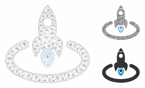 Space Rocket Launch Area Vector Mesh Network Model and Triangle Mosaic Icon 스톡 일러스트