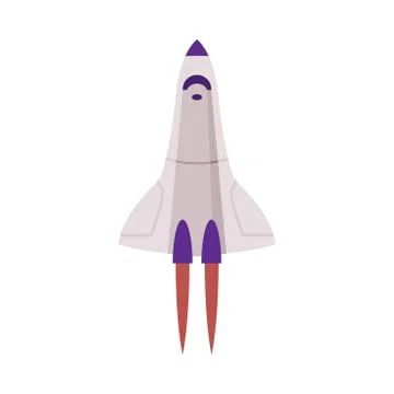 Space Rocket Launch, Astronautics and Space Exploration Technology Flat Style Stock Illustration