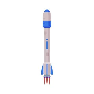 Space Rocket Launch, Astronautics and Exploration Technology Flat Style Vector Stock Illustration