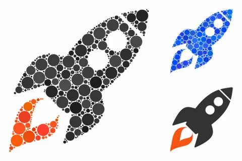 Space rocket launch Composition Icon of Round Dots Stock Illustration