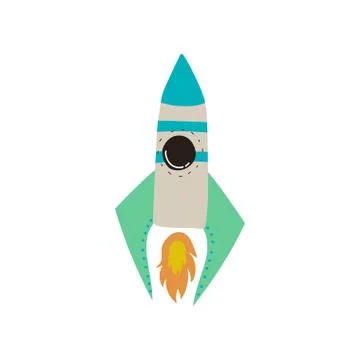Space Rocket Launch, Cosmos Theme Design Element Cartoon Vector Illustration Stock Illustration