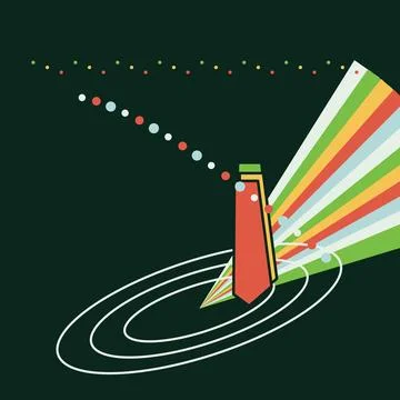 Space rocket launch with debris trail and orbit lines illustration Ilustração Stock