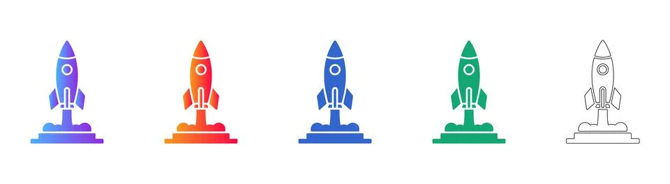 Space Rocket Launch Icons for Tech Growth Stock Illustration