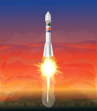 Space rocket launch Stock Illustration