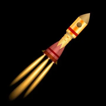 Space rocket launch isolated on black background. Vector illustration Stock Illustration