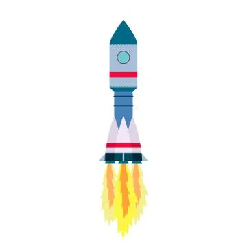 Space rocket launch isolated on white background. Vector illustration 库存插图