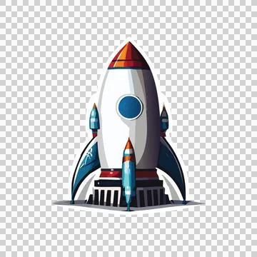 Space Rocket Launch Line Art launching fins exhaust Illustrazione stock