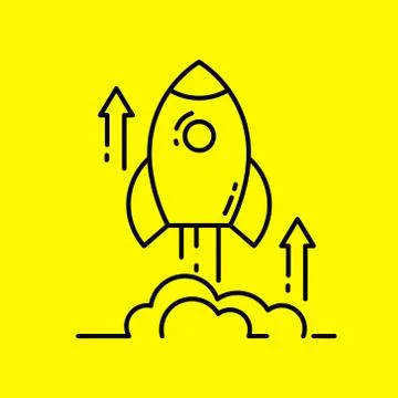 Space rocket launch line icon. Stock Illustration