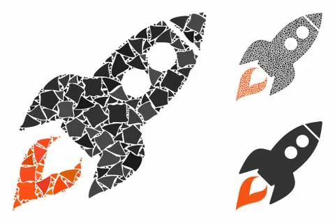 Space rocket launch Mosaic Icon of Ragged Elements Stock Illustration