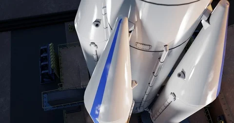 Space rocket at launch pad. 3d animation. Camera rotating shuttle. Ariane 6. Stock Footage 126292085