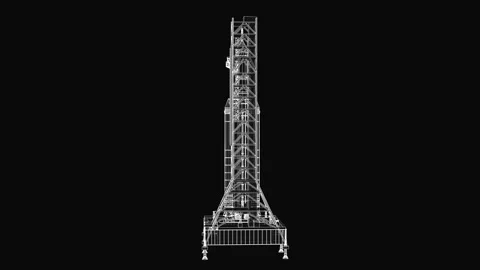 Space Rocket on launch pad. 4k 60fps seamless loop Video stock 221548870