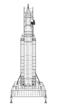 Space Rocket on launch pad Stock-Illustration