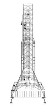 Space Rocket on launch pad Stock-Illustration