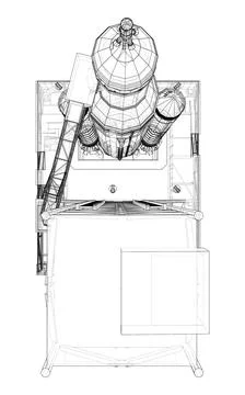 Space Rocket on launch pad Stock-Illustration