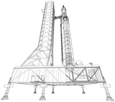 Space Rocket on launch pad Stock-Illustration