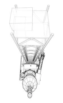 Space Rocket on launch pad Stock Illustration