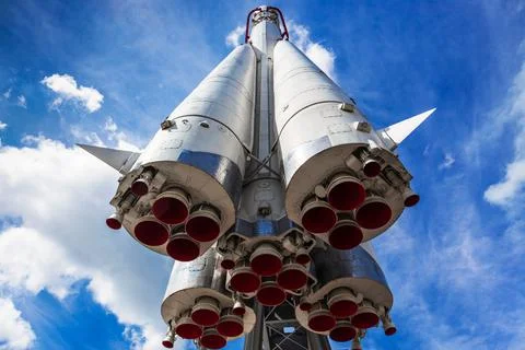 Space rocket on launch pad Stock Photos
