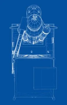 Space Rocket on launch pad. Vector rendering of 3d イラスト素材