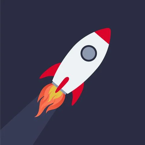 Space rocket launch. Rocket space ship take off. Concept of business product on Stock Illustration